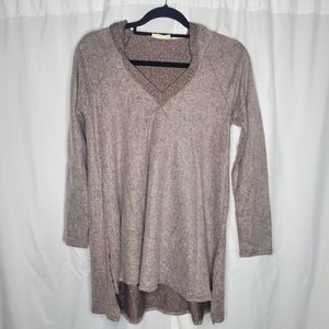 Crescent Taupe Fleece Long Sleeve Hoodie Size Medium